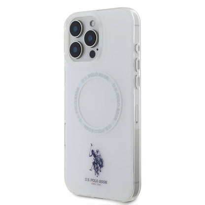 iPhone 16 Pro Max Kılıf U.S. Polo Assn. Orijinal Lisanslı M-safe Şarj Özellikli IML Double Horse Logolu Ring Kılıf