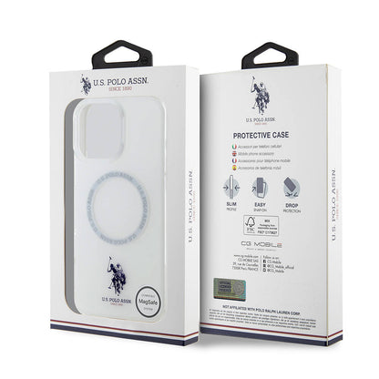 iPhone 16 Pro Max Kılıf U.S. Polo Assn. Orijinal Lisanslı M-safe Şarj Özellikli IML Double Horse Logolu Ring Kılıf