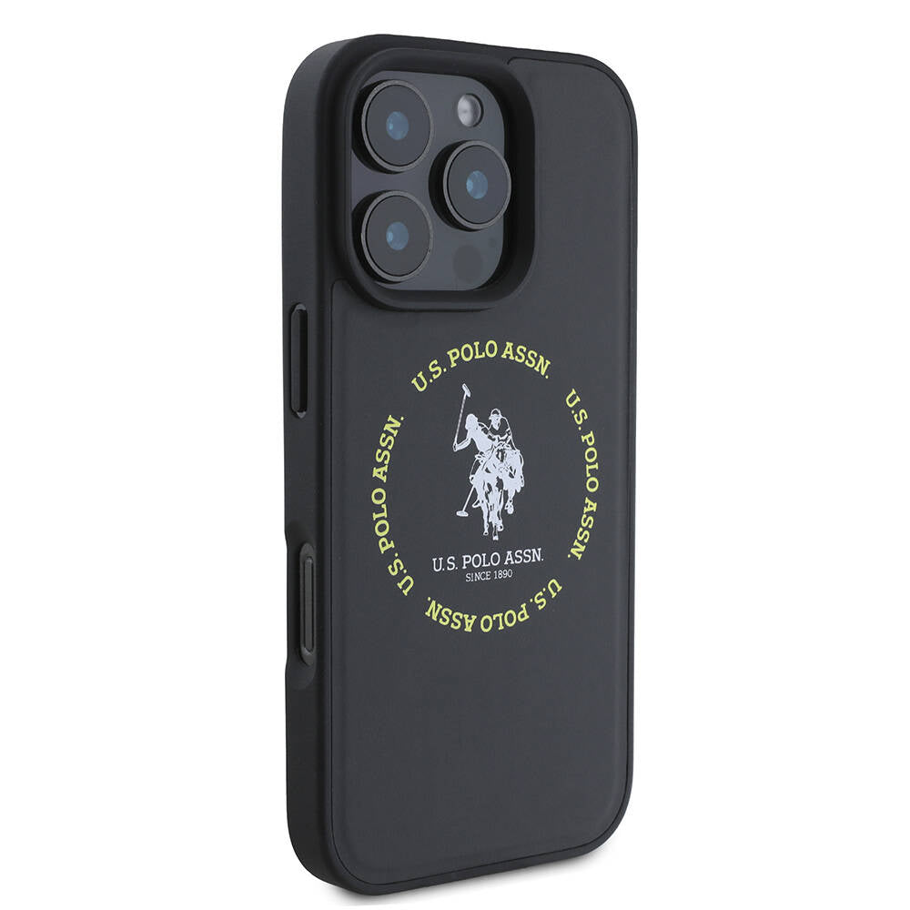 iPhone 16 Pro Max Kılıf U.S. Polo Assn. orijinal Lisanslı M-safe Şarj Özellikli Circle ve Double Horse Logolu Deri Kılıf