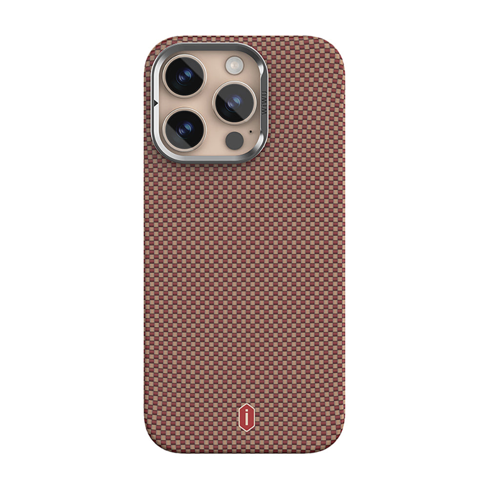 iPhone 16 Pro Max Kılıf Wiwu DCC-208 M-safe Şarj Özellikli Kamera Standlı Aramid Fiber Tasarım Kevlar Kılıf