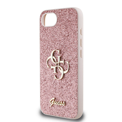iPhone 16E Kılıf Guess Orijinal Lisanslı 4G Büyük Metal Logolu Glitter Kılıf