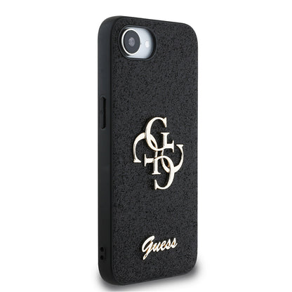 iPhone 16E Kılıf Guess Orijinal Lisanslı 4G Büyük Metal Logolu Glitter Kılıf