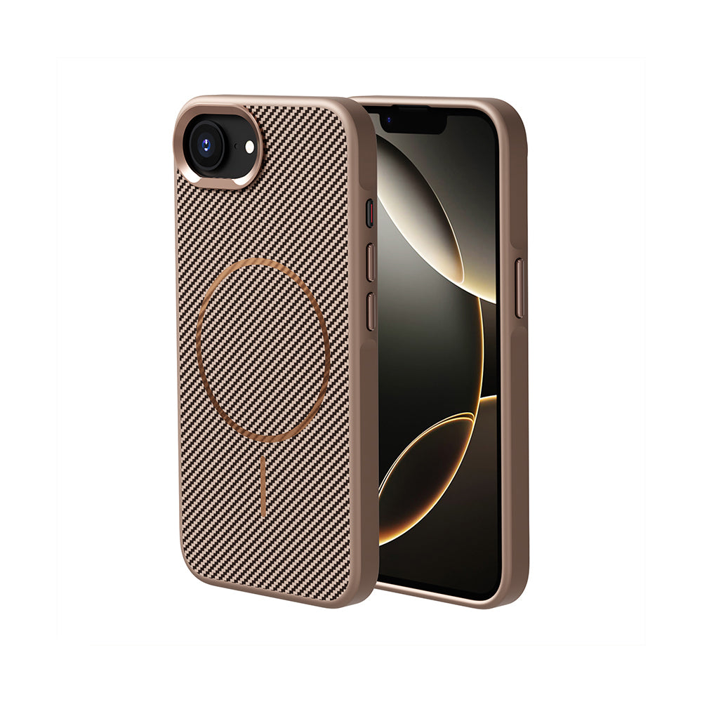 iPhone 16E Kılıf M-safe Şarj Özellikli Karbon Fiber Görünümlü Zore Troy Kılıf