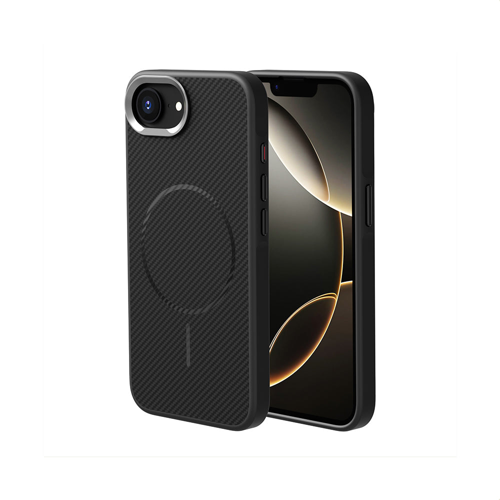 iPhone 16E Kılıf M-safe Şarj Özellikli Karbon Fiber Görünümlü Zore Troy Kılıf