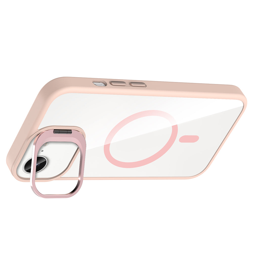 iPhone 16E Kılıf Standlı ve Kamera Lens Hediyeli M-Safe Şarj Özellikli Zore Etro Kılıf