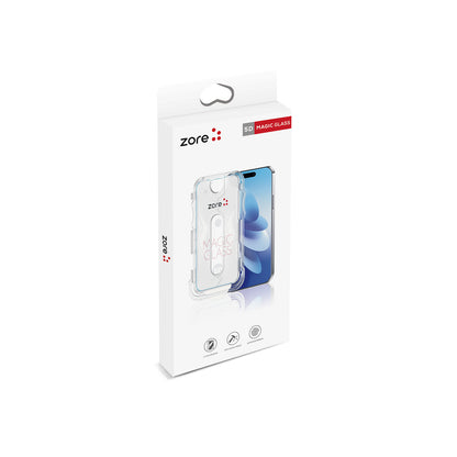 iPhone 16E Zore Kolay Uygulama Aparatlı 5D Magic Glass Cam Ekran Koruyucu