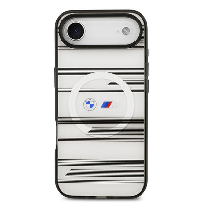 iPhone 17 Air Kılıf BMW Orijinal Lisanslı M-safe Şarj Özellikli Metal Kamera Butonlu Yatay Şeritli M Dizayn Kılıf