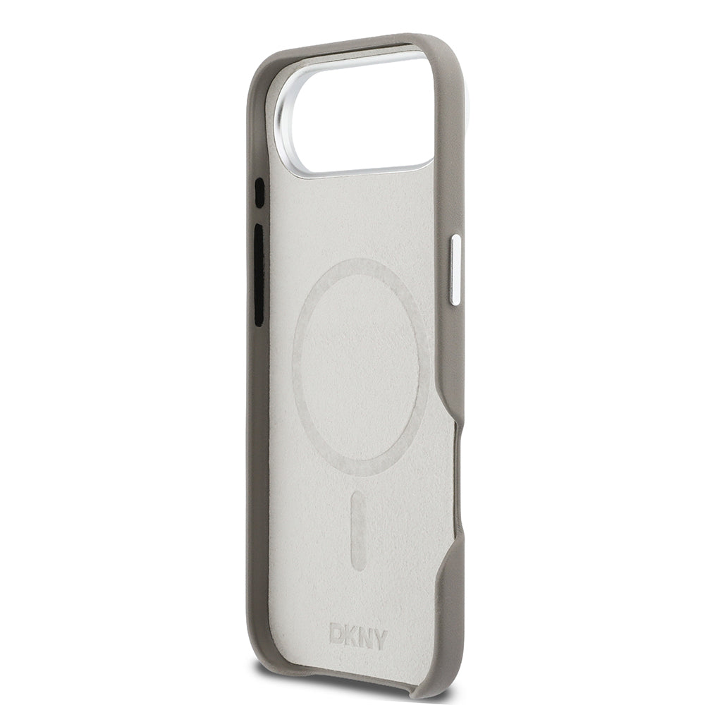 iPhone 17 Air Kılıf DKNY Orjinal Lisanslı M-safe Şarj Özellikli PU Büyük Dikey Logolu Kılıf