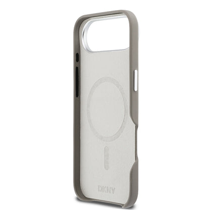 iPhone 17 Air Kılıf DKNY Orjinal Lisanslı M-safe Şarj Özellikli PU Büyük Dikey Logolu Kılıf
