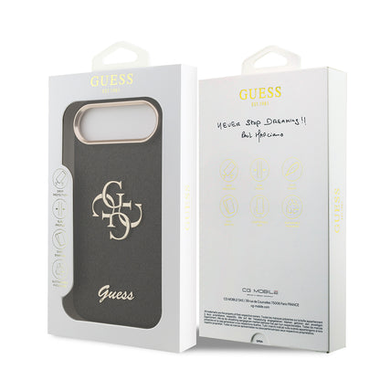 iPhone 17 Air Kılıf Guess Orijinal Lisanslı 4G Büyük Metal Kamera Çerçeveli ve Logolu Glitter Kılıf