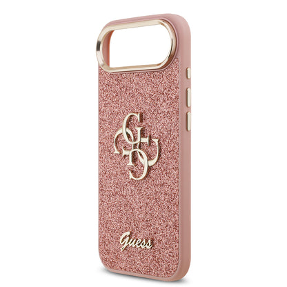 iPhone 17 Air Kılıf Guess Orijinal Lisanslı 4G Büyük Metal Kamera Çerçeveli ve Logolu Glitter Kılıf
