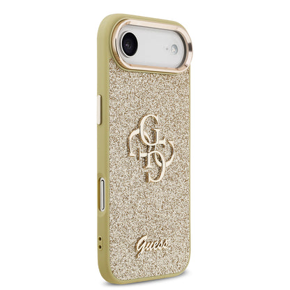 iPhone 17 Air Kılıf Guess Orijinal Lisanslı 4G Büyük Metal Kamera Çerçeveli ve Logolu Glitter Kılıf