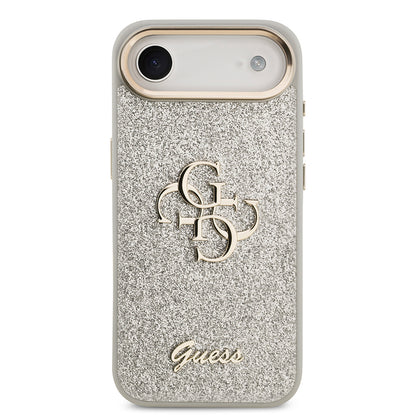 iPhone 17 Air Kılıf Guess Orijinal Lisanslı 4G Büyük Metal Kamera Çerçeveli ve Logolu Glitter Kılıf