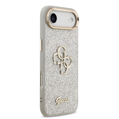 iPhone 17 Air Kılıf Guess Orijinal Lisanslı 4G Büyük Metal Kamera Çerçeveli ve Logolu Glitter Kılıf