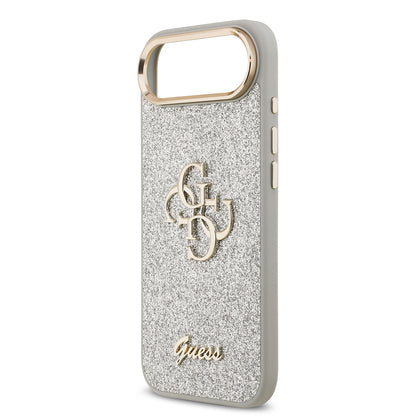 iPhone 17 Air Kılıf Guess Orijinal Lisanslı 4G Büyük Metal Kamera Çerçeveli ve Logolu Glitter Kılıf