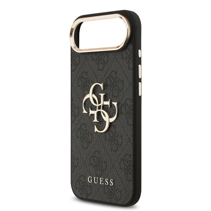 iPhone 17 Air Kılıf Guess Orijinal Lisanslı Gold Metal Kamera Çerçeveli 4G Desenli Metal Büyük 4G ve Yazı Logolu Kılıf