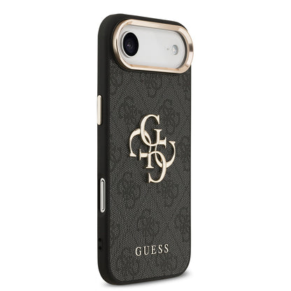 iPhone 17 Air Kılıf Guess Orijinal Lisanslı Gold Metal Kamera Çerçeveli 4G Desenli Metal Büyük 4G ve Yazı Logolu Kılıf