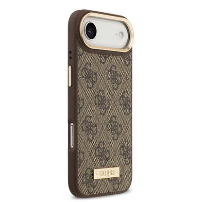 iPhone 17 Air Kılıf Guess Orijinal Lisanslı M-safe Şarj Özellikli 4G Desenli PU Metal Plaka Klasik Logolu Kılıf