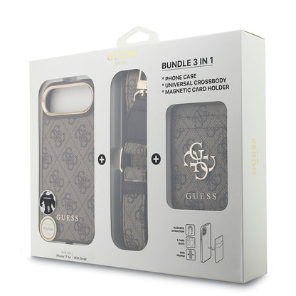 iPhone 17 Air Kılıf Guess Orijinal Lisanslı M-safe Şarj Özellikli Askılı ve 4G Logo Kartlıklı Kılıf