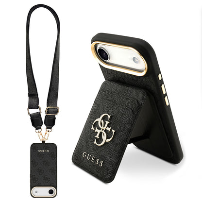 iPhone 17 Air Kılıf Guess Orijinal Lisanslı M-safe Şarj Özellikli Askılı ve 4G Logo Kartlıklı Kılıf