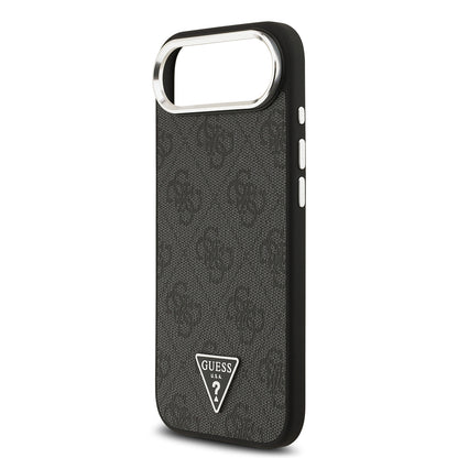 iPhone 17 Air Kılıf Guess Orijinal Lisanslı M-safe Şarj Özellikli Gümüş Metal Kamera Çerçeveli Üçgen Logo 4G Desenli Kılıf