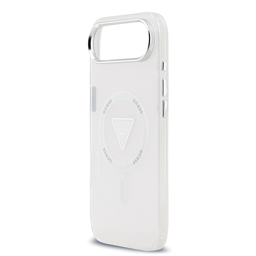 iPhone 17 Air Kılıf Guess Orijinal Lisanslı M-safe Şarj Özellikli IML Baskılı Üçgen Logolu Metal Kamera Çerçeveli Kılıf