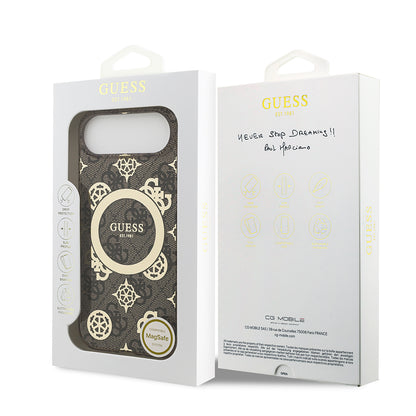 iPhone 17 Air Kılıf Guess Orijinal Lisanslı M-safe Şarj Özellikli IML Peony ve 4G Desenli Klasik Logolu Kılıf