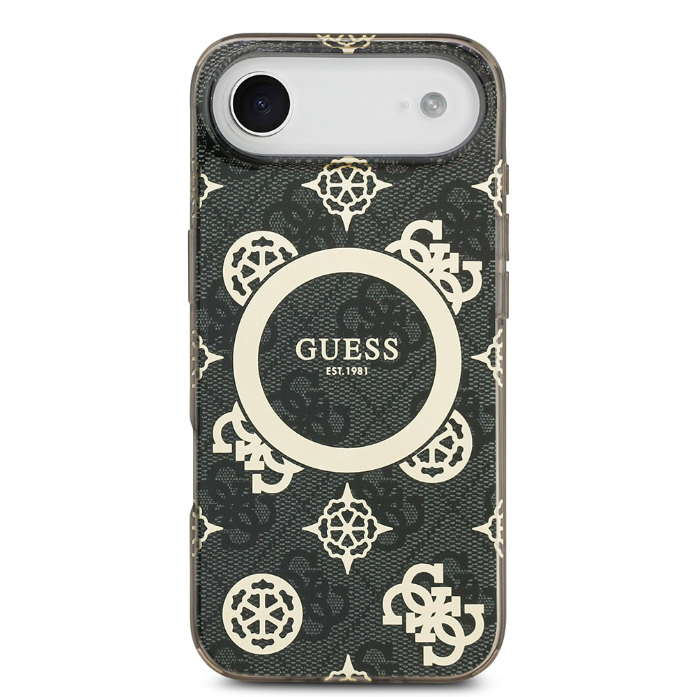 iPhone 17 Air Kılıf Guess Orijinal Lisanslı M-safe Şarj Özellikli IML Peony ve 4G Desenli Klasik Logolu Kılıf