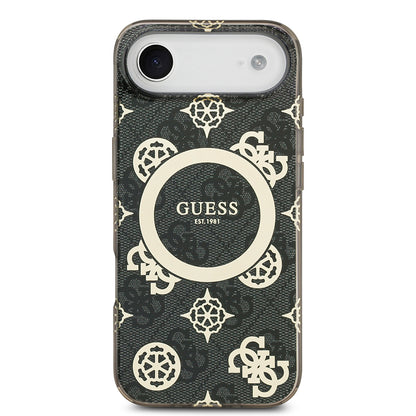 iPhone 17 Air Kılıf Guess Orijinal Lisanslı M-safe Şarj Özellikli IML Peony ve 4G Desenli Klasik Logolu Kılıf