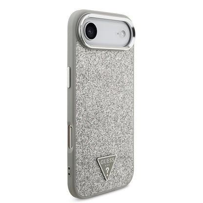 iPhone 17 Air Kılıf Guess Orijinal Lisanslı M-safe Şarj Özellikli Metal Kamera Çerçeveli Üçgen Logolu Glitter Kılıf