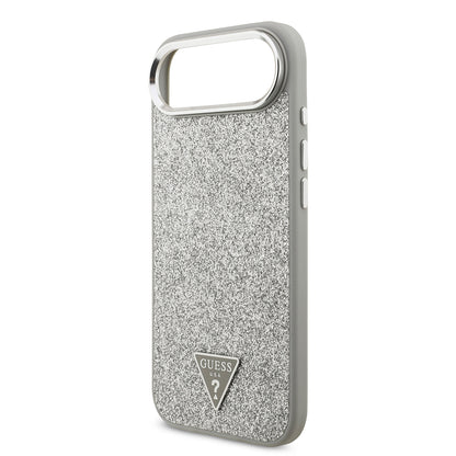 iPhone 17 Air Kılıf Guess Orijinal Lisanslı M-safe Şarj Özellikli Metal Kamera Çerçeveli Üçgen Logolu Glitter Kılıf