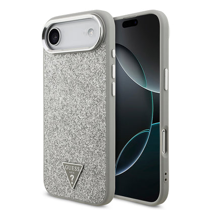 iPhone 17 Air Kılıf Guess Orijinal Lisanslı M-safe Şarj Özellikli Metal Kamera Çerçeveli Üçgen Logolu Glitter Kılıf