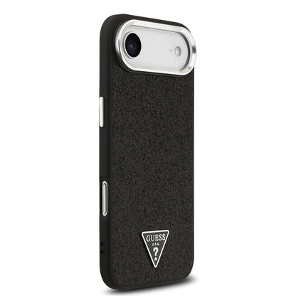 iPhone 17 Air Kılıf Guess Orijinal Lisanslı M-safe Şarj Özellikli Metal Kamera Çerçeveli Üçgen Logolu Glitter Kılıf