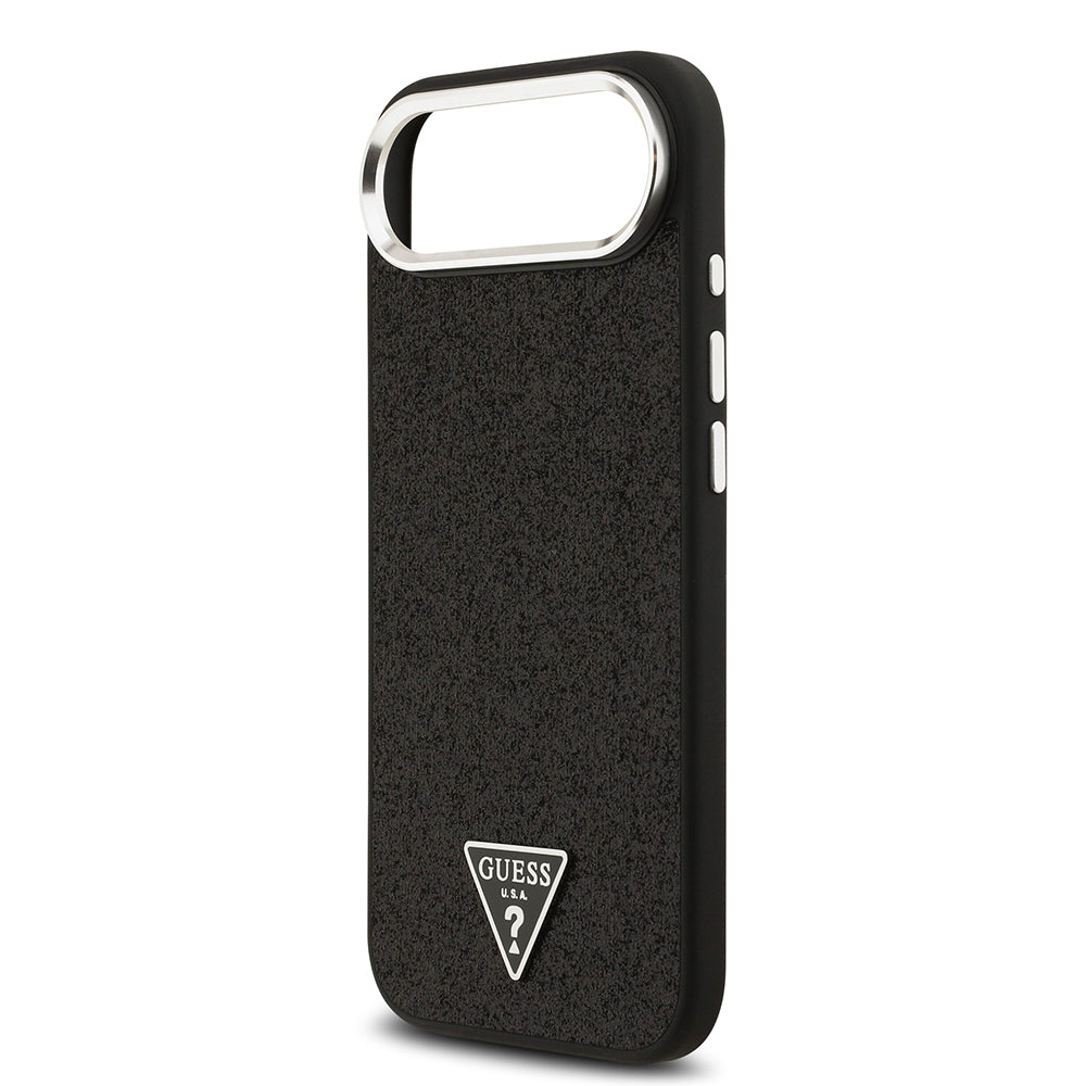 iPhone 17 Air Kılıf Guess Orijinal Lisanslı M-safe Şarj Özellikli Metal Kamera Çerçeveli Üçgen Logolu Glitter Kılıf