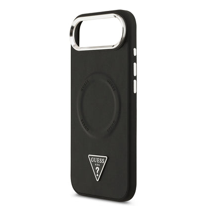 iPhone 17 Air Kılıf Guess Orijinal Lisanslı M-safe Şarj Özellikli PU Deri Metal Kamera Çerçeveli Üçgen Logolu Kılıf