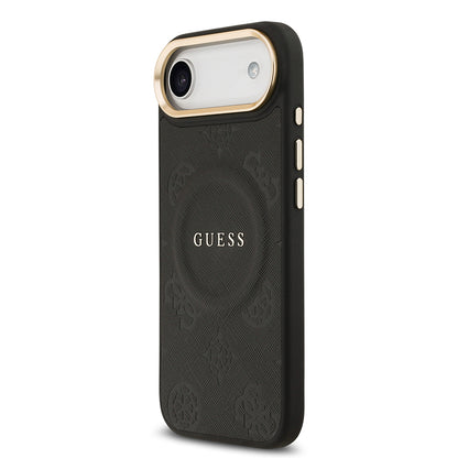 iPhone 17 Air Kılıf Guess Orijinal Lisanslı M-safe Şarj Özellikli Sıcak Baskılı Yazı Logolu PU Deri Peony Kılıf