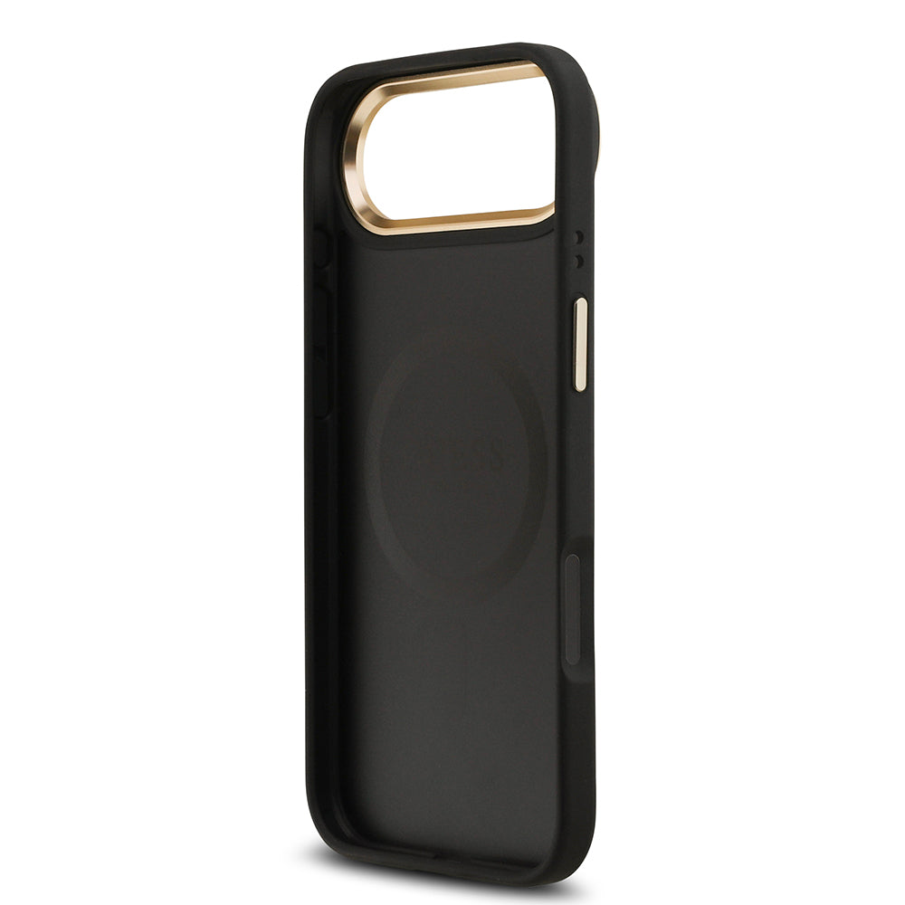 iPhone 17 Air Kılıf Guess Orijinal Lisanslı M-safe Şarj Özellikli Sıcak Baskılı Yazı Logolu PU Deri Peony Kılıf