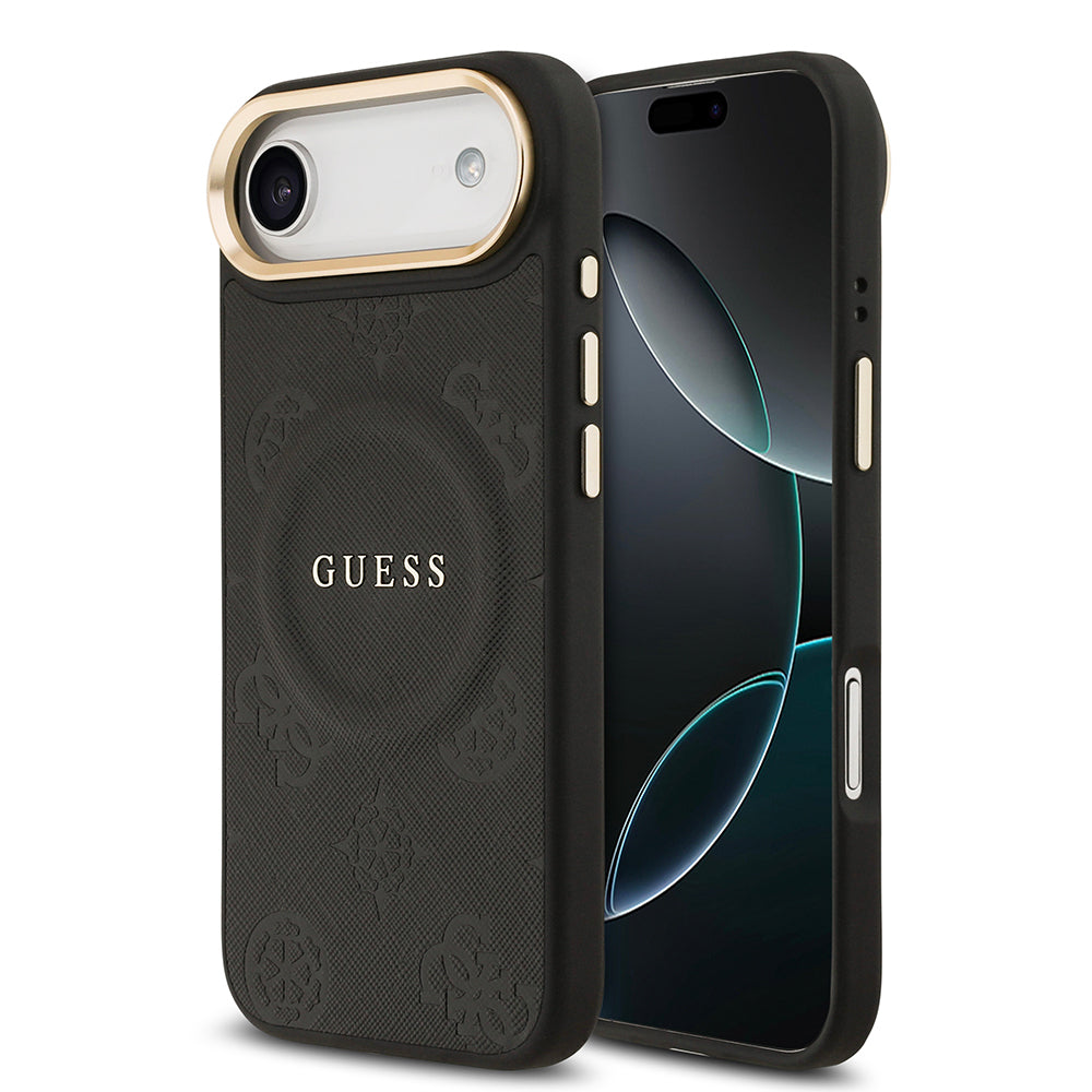 iPhone 17 Air Kılıf Guess Orijinal Lisanslı M-safe Şarj Özellikli Sıcak Baskılı Yazı Logolu PU Deri Peony Kılıf