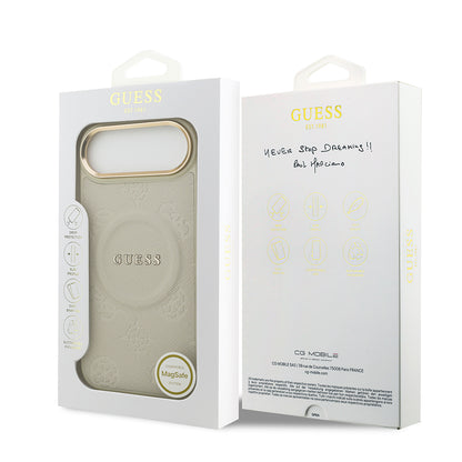 iPhone 17 Air Kılıf Guess Orijinal Lisanslı M-safe Şarj Özellikli Sıcak Baskılı Yazı Logolu PU Deri Peony Kılıf