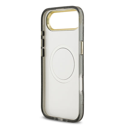 iPhone 17 Air Kılıf Guess Orijinal Lisanslı M-safe Şarj Özellikli Simli Çiçek Desenli Metal Kamera Çerçeveli Üçgen Logolu Kılıf