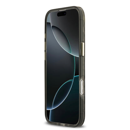 iPhone 17 Air Kılıf Guess Orijinal Lisanslı M-safe Şarj Özellikli Üçgen Logolu Simli Leopar Desenli Kılıf