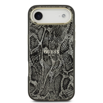 iPhone 17 Air Kılıf Guess Orijinal Lisanslı M-safe Şarj Özellikli Yazı Logolu Python Desenli Kılıf