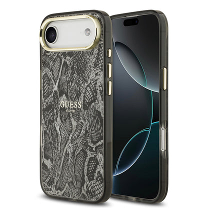 iPhone 17 Air Kılıf Guess Orijinal Lisanslı M-safe Şarj Özellikli Yazı Logolu Python Desenli Kılıf