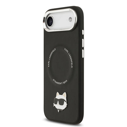 iPhone 17 Air Kılıf Karl Lagerfeld Orijinal Lisanslı M-safe Şarj Özellikli Metal Kamera ve Buton Tasarımlı Choupette PU Deri Kılıf