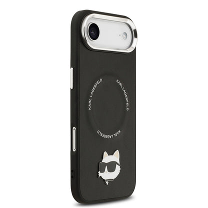 iPhone 17 Air Kılıf Karl Lagerfeld Orijinal Lisanslı M-safe Şarj Özellikli Metal Kamera ve Buton Tasarımlı Choupette PU Deri Kılıf