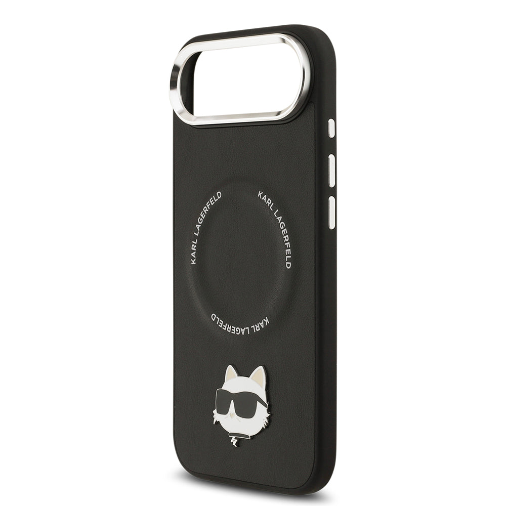 iPhone 17 Air Kılıf Karl Lagerfeld Orijinal Lisanslı M-safe Şarj Özellikli Metal Kamera ve Buton Tasarımlı Choupette PU Deri Kılıf