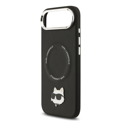 iPhone 17 Air Kılıf Karl Lagerfeld Orijinal Lisanslı M-safe Şarj Özellikli Metal Kamera ve Buton Tasarımlı Choupette PU Deri Kılıf