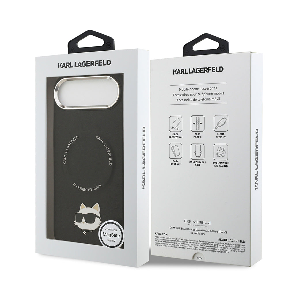 iPhone 17 Air Kılıf Karl Lagerfeld Orijinal Lisanslı M-safe Şarj Özellikli Metal Kamera ve Buton Tasarımlı Choupette PU Deri Kılıf