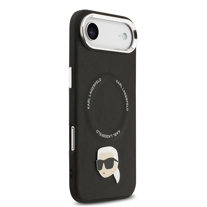 iPhone 17 Air Kılıf Karl Lagerfeld Orijinal Lisanslı M-safe Şarj Özellikli Metal Kamera ve Buton Tasarımlı Karl PU Deri Kılıf