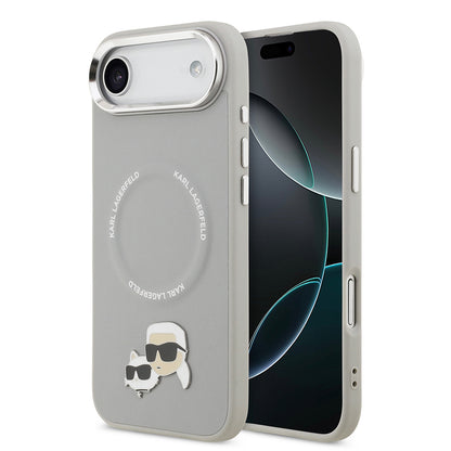 iPhone 17 Air Kılıf Karl Lagerfeld Orijinal Lisanslı M-safe Şarj Özellikli Metal Kamera ve Buton Tasarımlı K&C PU Deri Kılıf